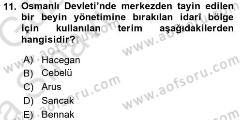 Osmanlı Tarihi (1300-1566) Dersi 2017 - 2018 Yılı (Vize) Ara Sınav Soruları 11. Soru
