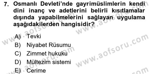 Osmanlı Tarihi (1300-1566) Dersi Ara Sınavı Deneme Sınav Soruları 7. Soru