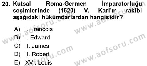 Osmanlı Tarihi (1300-1566) Dersi 2017 - 2018 Yılı (Final) Dönem Sonu Sınav Soruları 20. Soru