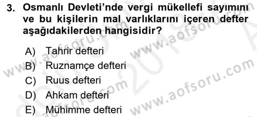 Osmanlı Tarihi (1300-1566) Dersi Ara Sınavı Deneme Sınav Soruları 3. Soru