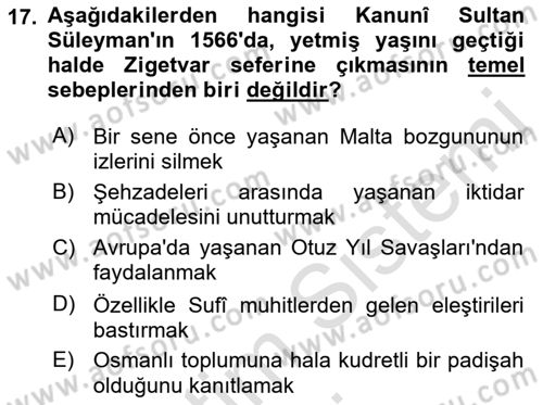 Osmanlı Tarihi (1300-1566) Dersi 2019 - 2020 Yılı (Final) Dönem Sonu Sınav Soruları 17. Soru