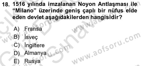 Osmanlı Tarihi (1300-1566) Dersi 2019 - 2020 Yılı (Final) Dönem Sonu Sınav Soruları 18. Soru