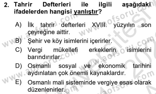 Osmanlı Tarihi (1300-1566) Dersi 2021 - 2022 Yılı (Vize) Ara Sınav Soruları 2. Soru