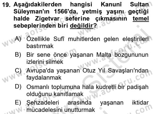 Osmanlı Tarihi (1300-1566) Dersi 2021 - 2022 Yılı (Final) Dönem Sonu Sınav Soruları 19. Soru