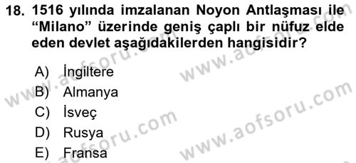 Osmanlı Tarihi (1300-1566) Dersi 2021 - 2022 Yılı Yaz Okulu Sınav Soruları 18. Soru