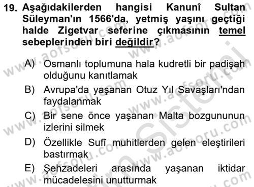 Osmanlı Tarihi (1300-1566) Dersi 2021 - 2022 Yılı Yaz Okulu Sınav Soruları 19. Soru