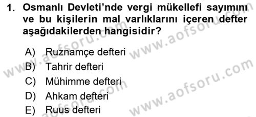 Osmanlı Tarihi (1300-1566) Dersi 2022 - 2023 Yılı (Vize) Ara Sınav Soruları 1. Soru