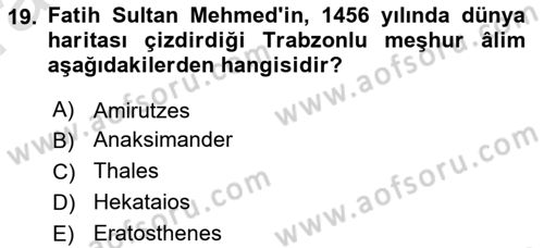 Osmanlı Tarihi (1300-1566) Dersi 2022 - 2023 Yılı (Vize) Ara Sınav Soruları 19. Soru
