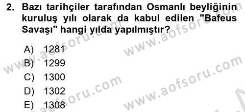 Osmanlı Tarihi (1300-1566) Dersi 2022 - 2023 Yılı (Vize) Ara Sınav Soruları 2. Soru