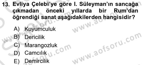 Osmanlı Tarihi (1300-1566) Dersi 2022 - 2023 Yılı (Final) Dönem Sonu Sınavı 13. Soru