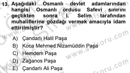 Osmanlı Tarihi (1300-1566) Dersi 2022 - 2023 Yılı Yaz Okulu Sınav Soruları 13. Soru