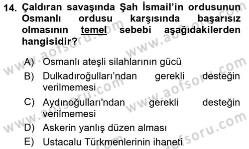 Osmanlı Tarihi (1300-1566) Dersi 2022 - 2023 Yılı Yaz Okulu Sınav Soruları 14. Soru