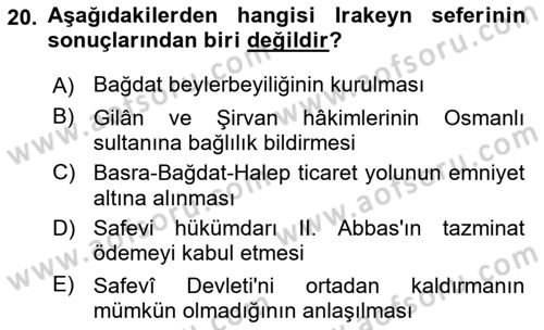 Osmanlı Tarihi (1300-1566) Dersi 2022 - 2023 Yılı Yaz Okulu Sınav Soruları 20. Soru