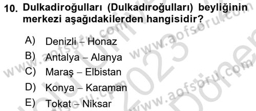 Osmanlı Tarihi (1300-1566) Dersi 2023 - 2024 Yılı (Final) Dönem Sonu Sınav Soruları 10. Soru