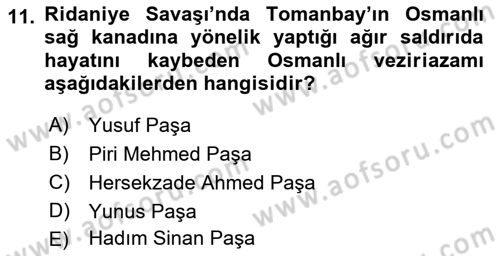Osmanlı Tarihi (1300-1566) Dersi 2023 - 2024 Yılı (Final) Dönem Sonu Sınav Soruları 11. Soru