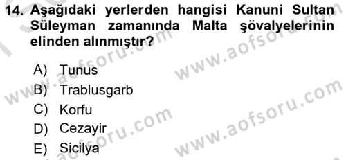 Osmanlı Tarihi (1300-1566) Dersi 2023 - 2024 Yılı (Final) Dönem Sonu Sınav Soruları 14. Soru