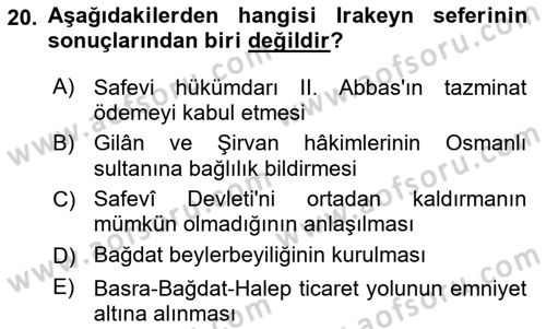 Osmanlı Tarihi (1300-1566) Dersi 2023 - 2024 Yılı (Final) Dönem Sonu Sınav Soruları 20. Soru