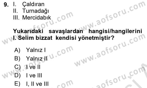 Osmanlı Tarihi (1300-1566) Dersi 2023 - 2024 Yılı (Final) Dönem Sonu Sınav Soruları 9. Soru