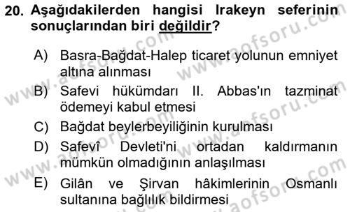 Osmanlı Tarihi (1300-1566) Dersi 2023 - 2024 Yılı Yaz Okulu Sınav Soruları 20. Soru