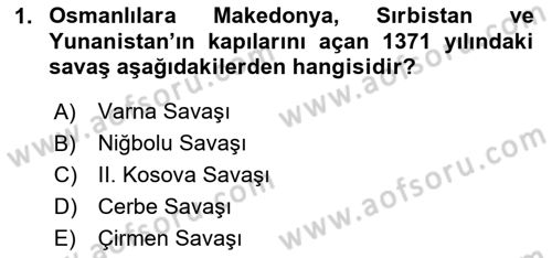 Osmanlı Tarihi (1300-1566) Dersi 2024 - 2025 Yılı (Final) Dönem Sonu Sınav Soruları 1. Soru
