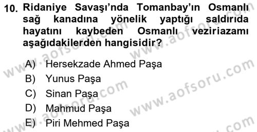 Osmanlı Tarihi (1300-1566) Dersi 2024 - 2025 Yılı (Final) Dönem Sonu Sınav Soruları 10. Soru