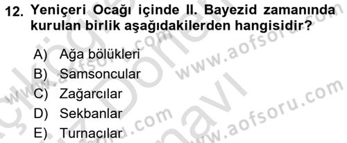 Osmanlı Tarihi (1300-1566) Dersi 2024 - 2025 Yılı (Final) Dönem Sonu Sınav Soruları 12. Soru