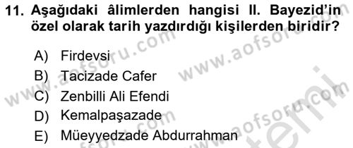 Osmanlı Tarihi (1300-1566) Dersi 2024 - 2025 Yılı Yaz Okulu Sınav Soruları 11. Soru