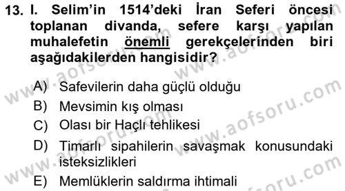 Osmanlı Tarihi (1300-1566) Dersi 2024 - 2025 Yılı Yaz Okulu Sınav Soruları 13. Soru