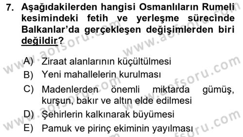 Osmanlı Tarihi (1300-1566) Dersi 2025 - 2026 Yılı (Vize) Ara Sınav Soruları 7. Soru