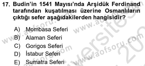 Osmanlı Tarihi (1300-1566) Dersi 2025 - 2026 Yılı Yaz Okulu Sınav Soruları 17. Soru