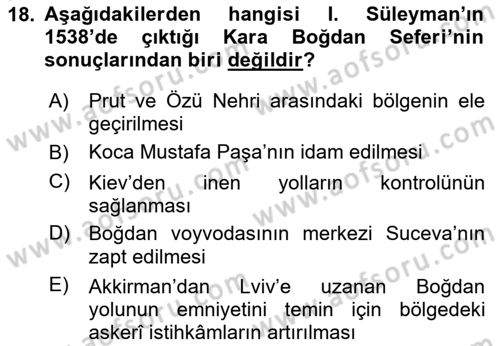 Osmanlı Tarihi (1300-1566) Dersi 2025 - 2026 Yılı Yaz Okulu Sınav Soruları 18. Soru