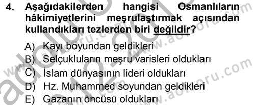 Osmanlı Merkez ve Taşra Teşkilatı Dersi 2012 - 2013 Yılı (Vize) Ara Sınav Soruları 4. Soru