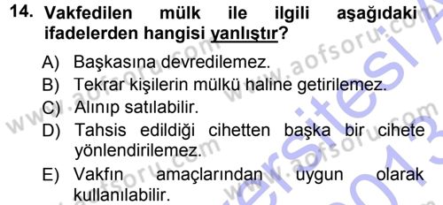 Osmanlı Merkez ve Taşra Teşkilatı Dersi 2012 - 2013 Yılı (Final) Dönem Sonu Sınav Soruları 14. Soru