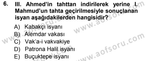 Osmanlı Merkez ve Taşra Teşkilatı Dersi 2012 - 2013 Yılı (Final) Dönem Sonu Sınav Soruları 6. Soru