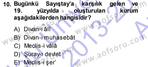 Osmanlı Merkez ve Taşra Teşkilatı Dersi Ara Sınavı Deneme Sınav Soruları 10. Soru
