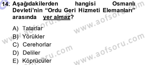 Osmanlı Merkez ve Taşra Teşkilatı Dersi 2013 - 2014 Yılı (Vize) Ara Sınav Soruları 14. Soru