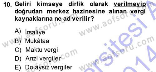 Osmanlı Merkez ve Taşra Teşkilatı Dersi 2013 - 2014 Yılı (Final) Dönem Sonu Sınav Soruları 10. Soru