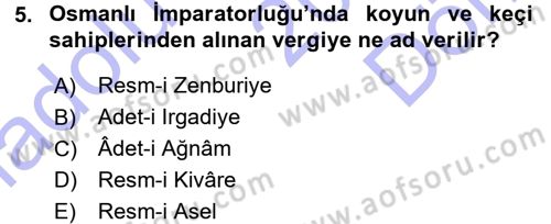 Osmanlı Merkez ve Taşra Teşkilatı Dersi 2015 - 2016 Yılı (Final) Dönem Sonu Sınav Soruları 5. Soru