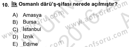 Osmanlı Merkez ve Taşra Teşkilatı Dersi 2016 - 2017 Yılı (Vize) Ara Sınavı 10. Soru