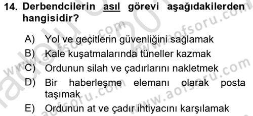 Osmanlı Merkez ve Taşra Teşkilatı Dersi 2017 - 2018 Yılı (Vize) Ara Sınav Soruları 14. Soru