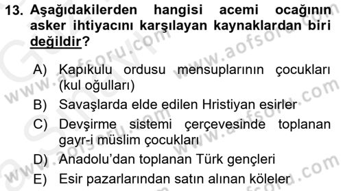 Osmanlı Merkez ve Taşra Teşkilatı Dersi 2018 - 2019 Yılı (Vize) Ara Sınav Soruları 13. Soru