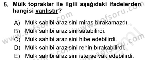 Osmanlı Merkez ve Taşra Teşkilatı Dersi 2018 - 2019 Yılı (Final) Dönem Sonu Sınav Soruları 5. Soru