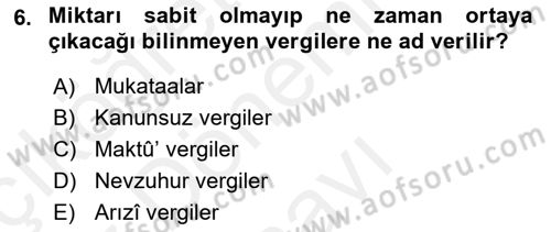 Osmanlı Merkez ve Taşra Teşkilatı Dersi 2018 - 2019 Yılı (Final) Dönem Sonu Sınav Soruları 6. Soru