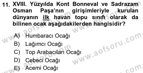 Osmanlı Merkez ve Taşra Teşkilatı Dersi 2019 - 2020 Yılı (Vize) Ara Sınavı 11. Soru