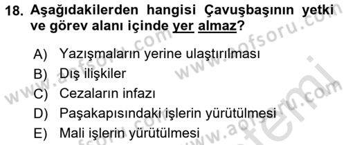 Osmanlı Merkez ve Taşra Teşkilatı Dersi 2019 - 2020 Yılı (Final) Dönem Sonu Sınav Soruları 18. Soru