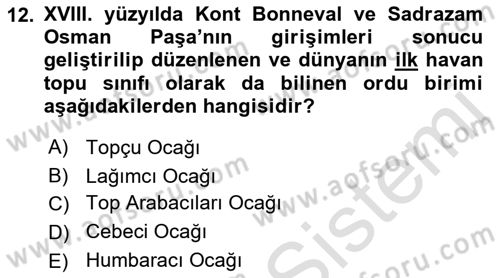 Osmanlı Merkez ve Taşra Teşkilatı Dersi 2021 - 2022 Yılı (Vize) Ara Sınav Soruları 12. Soru