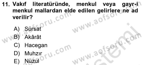 Osmanlı Merkez ve Taşra Teşkilatı Dersi 2021 - 2022 Yılı (Final) Dönem Sonu Sınav Soruları 11. Soru