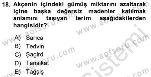 Osmanlı Merkez ve Taşra Teşkilatı Dersi 2021 - 2022 Yılı (Final) Dönem Sonu Sınav Soruları 18. Soru