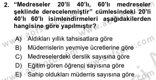 Osmanlı Merkez ve Taşra Teşkilatı Dersi 2021 - 2022 Yılı (Final) Dönem Sonu Sınav Soruları 2. Soru