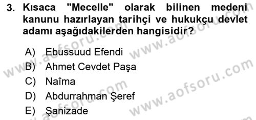 Osmanlı Merkez ve Taşra Teşkilatı Dersi 2021 - 2022 Yılı Yaz Okulu Sınav Soruları 3. Soru